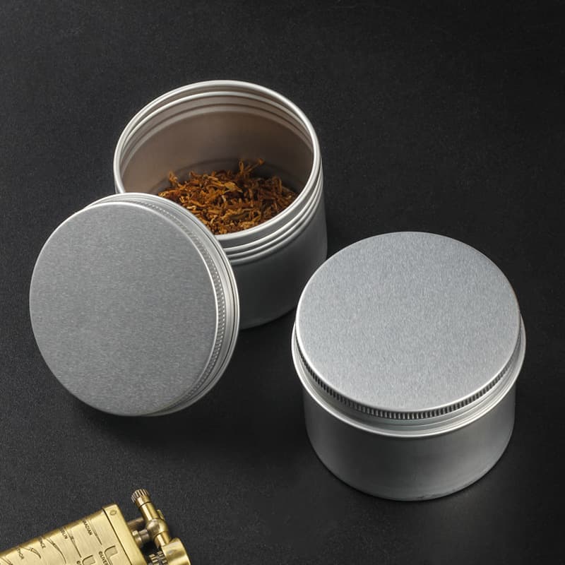 Aluminum Tobacco Box Portable Screw Lid Small Aluminum Can, Pipe Tobacco Moisture Preservation Sealed Canister Smoking Accessories