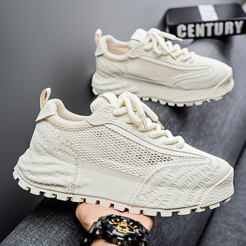 Men's Shoes 2025 Summer New Breathable Mesh Shoes Thick Sole Anti-Slip Wear-Resistant Sports Shoes Casual Dad Shoes