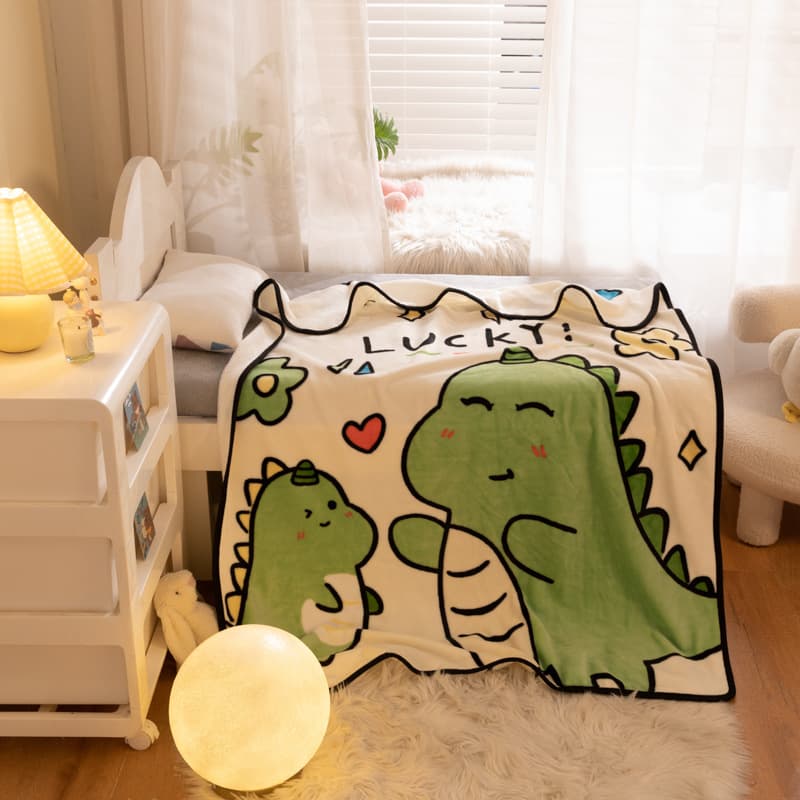 Cross-Border Spring/Autumn Style Children's Flannel Single-Layer Cartoon Air Conditioning Blanket Customizable Children's Nap Blanket