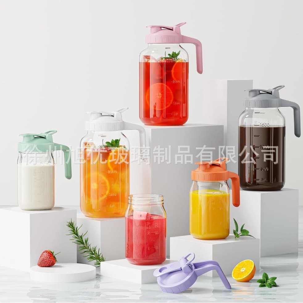 Cross-Border Wide-Mouth Cold Brew Coffee Pot, Mason Jar High-Density Filter Iced Coffee Cold Water Pitcher, Large Capacity