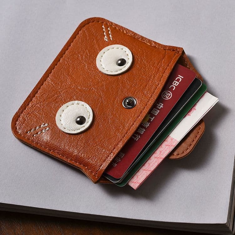 Vegetable tanned artificial leather retro cartoon small, lightweight, large-capacity simple texture card holder bank card change storage bag