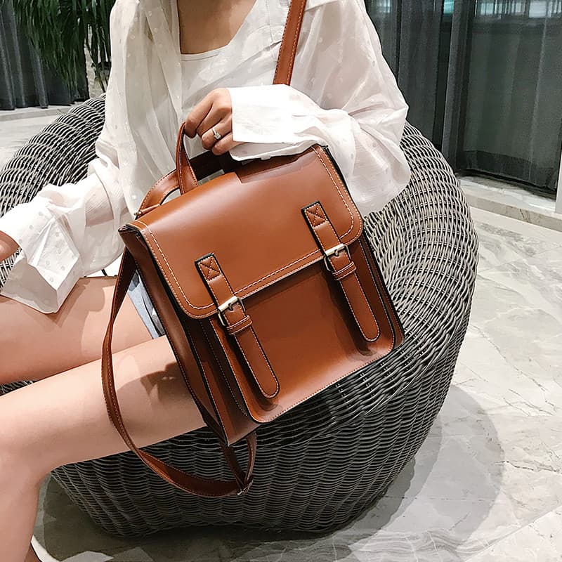 2024 New Backpack for Women University PU Large Capacity Korean Style Minimalist Preppy Travel High School Student Backpack for Men and Women