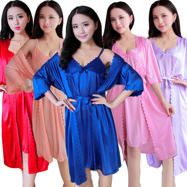Foreign trade 2025 summer imitation silk pajamas for women, ice silk nightgown, sexy two-piece set, short-sleeved, fun and cute home clothes