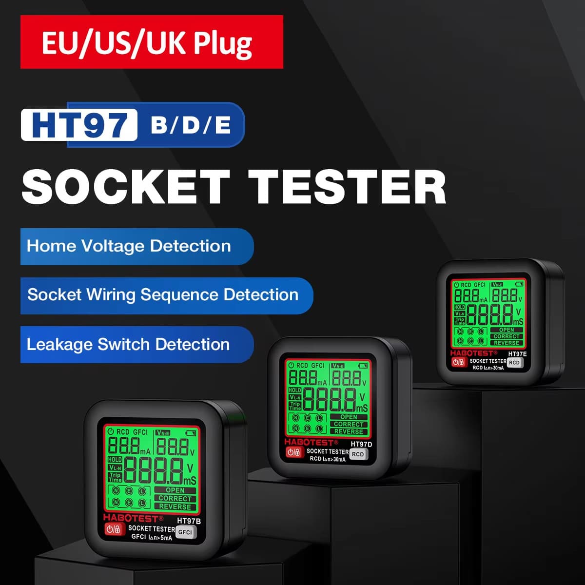 Huabo HT97D HT97E HT97B Socket Tester Multifunctional Voltage Tester Leakage Detection