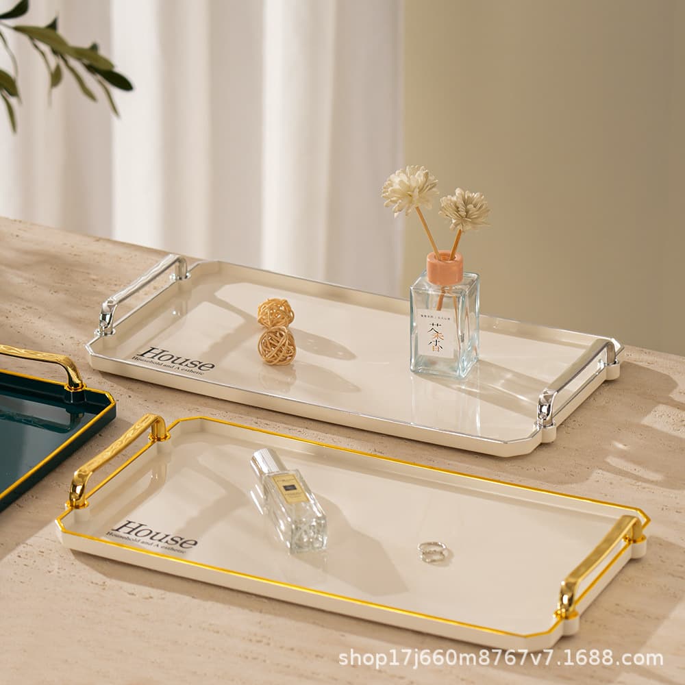 Nordic Style Water Pitcher Tray Large Tea Tray Acrylic Laser Engraved Letters Home Cup Tray Light Luxury Rectangular Serving Tray