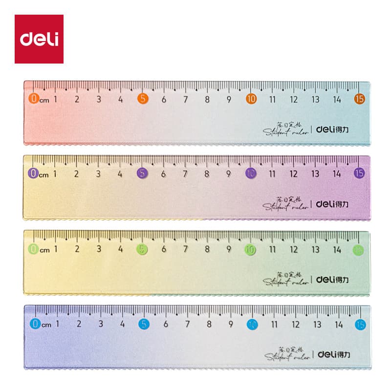 Deli VC157 ruler student high-value gradient drawing ruler 15cm learning tool wave ruler plastic ruler