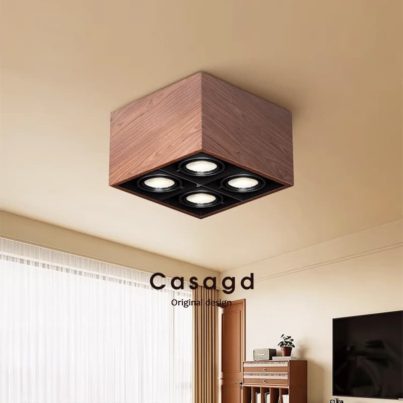 Casa Surface-Mounted Vintage Style Living Room Bedroom Track Light Full Spectrum Eye Protection Household Anti-Glare Walnut Color No Main Light