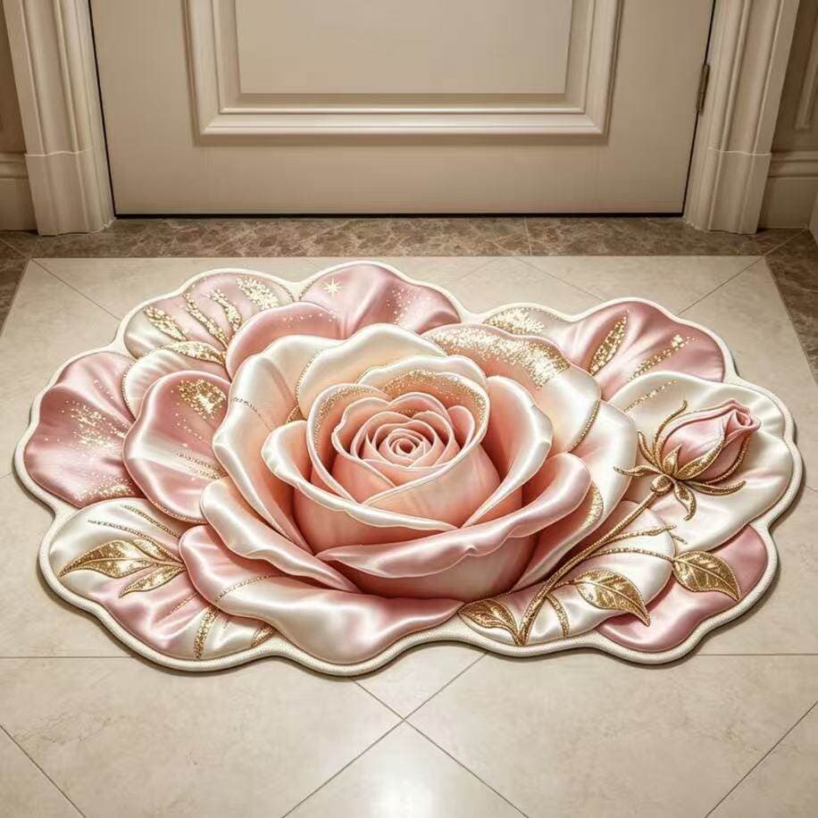 Factory Direct New Light Luxury 3D Floral Toilet Mat, Quick-Dry Absorbent Diatom Mud Bathroom Mat