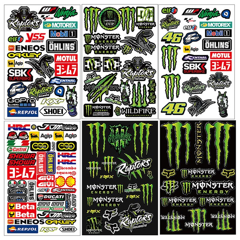 Waterproof Vinyl Motorcycle Off-Road Racing Car Stickers Green Claw Automotive Decals Customizable Body Stickers for Vehicles