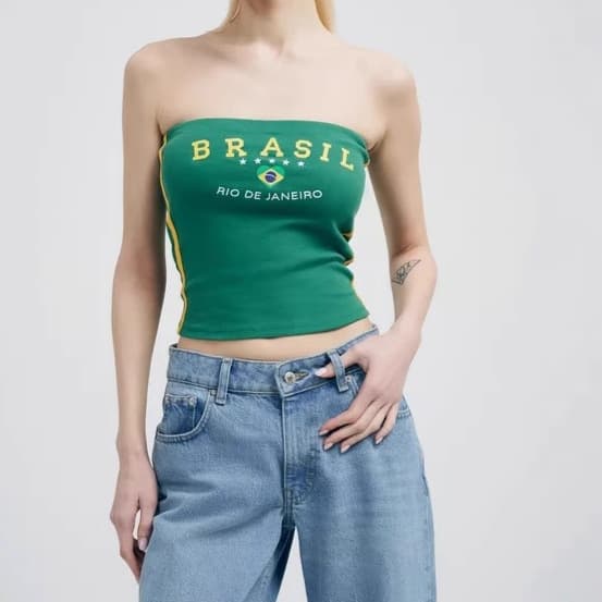 Brazilian Style Sports Crop Top Tube Halter Vest Sexy Casual Backless Letter Print Top