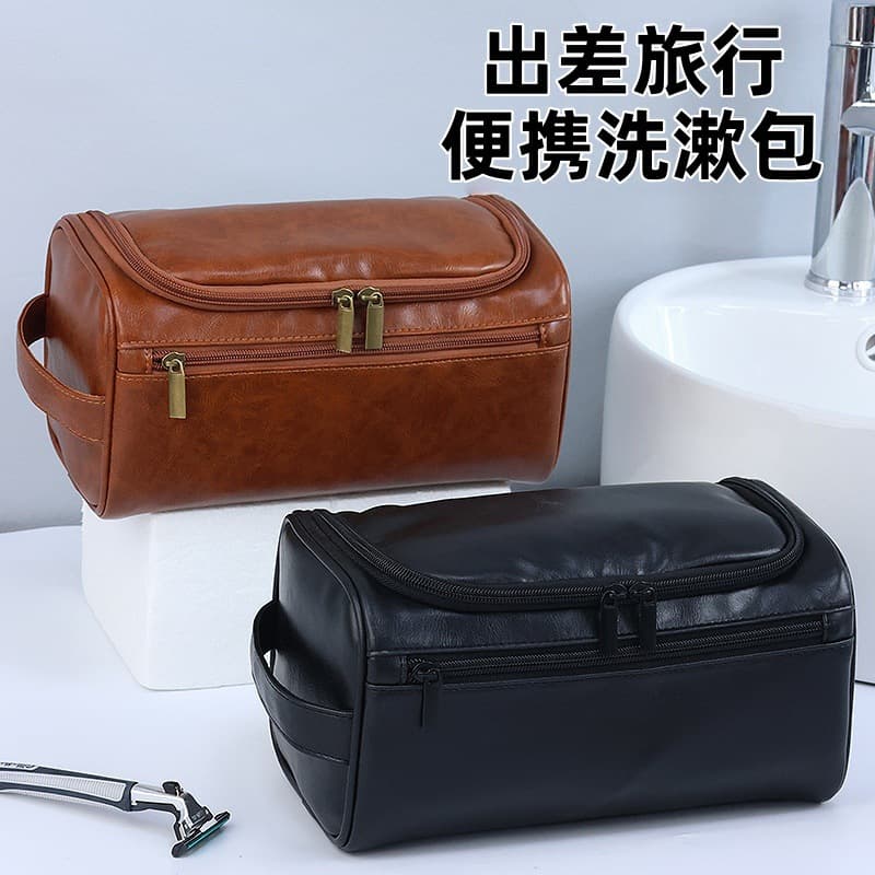 Vintage PU Makeup Bag Large Capacity Toiletry Bag Travel Makeup Artist Organizer Bag 3D Waterproof Business Exclusive