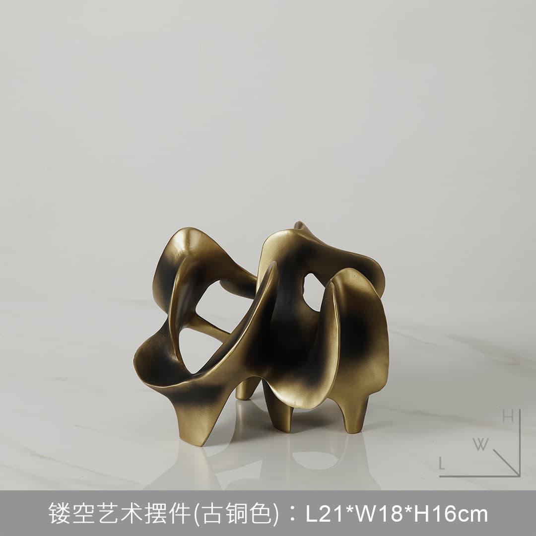 Light Luxury Gold Resin Ornament for Model Room, Living Room TV Cabinet, Niche Home Decor Accent, Entryway Cabinet