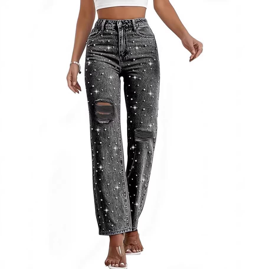 European and American 2025 new products Amazon cross-border foreign trade summer casual slimming jeans for women slim-fitting butt-lifting trousers for women