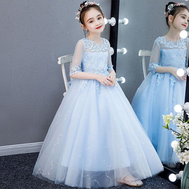 Princess Dress for Girls, Tulle Summer Dress, Flower Girl Wedding Dress, Hostess Gown, 10-Year-Old Birthday Dress, Fashionable