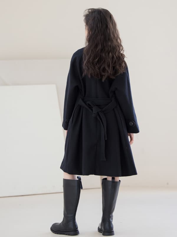 Mother-Daughter Wool Coat for Girls 2026 Fall/Winter, Petite Cardigan Coat for Older Kids, French-Style Woolen Jacket