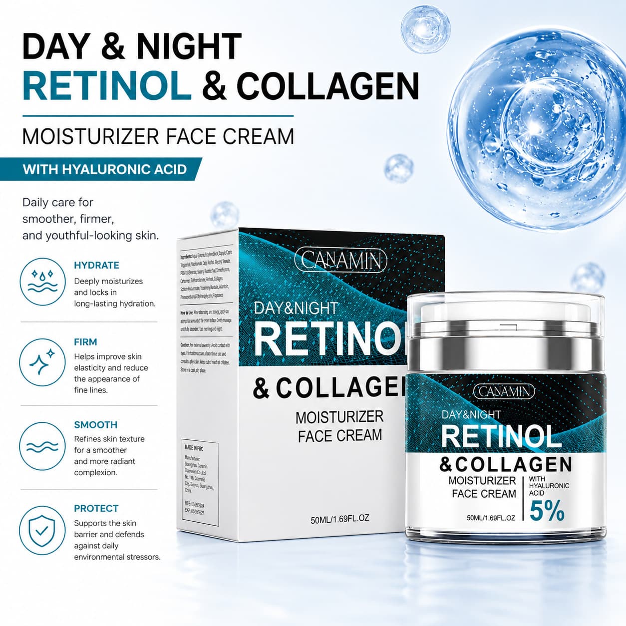 Cross-border bestseller press-type retinol collagen facial cream RETINOL&COLLAGEN FACIAL CREAM