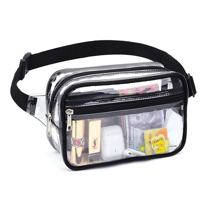 New Sports Waist Bag Korean Women's Bag PVC Transparent Shoulder Crossbody Bag Waterproof Storage Crossbody Chest Bag Mobile Phone Bag