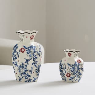 Wholesale Blue and White Porcelain Vintage Vase Flower Vase Ceramic Hydroponic Fresh Flowers Living Room Decoration Drop Shipping