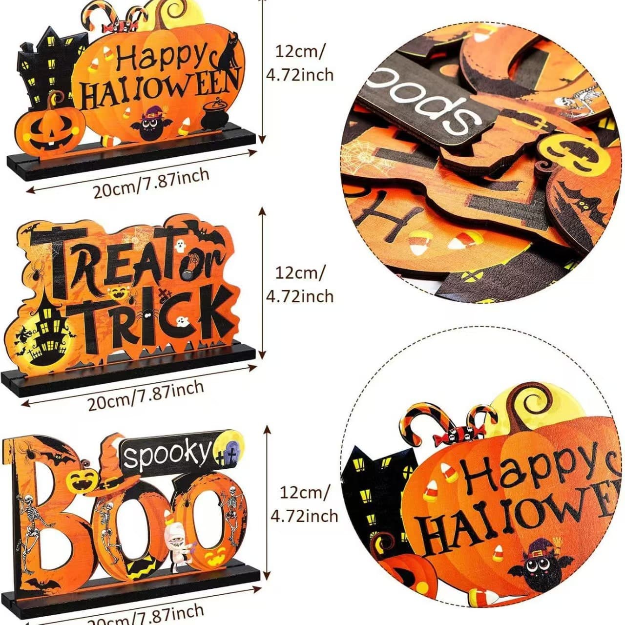 Cross-border Wooden Halloween Table Decoration Pumpkin Ornament Boo Halloween Dinner Party Decor