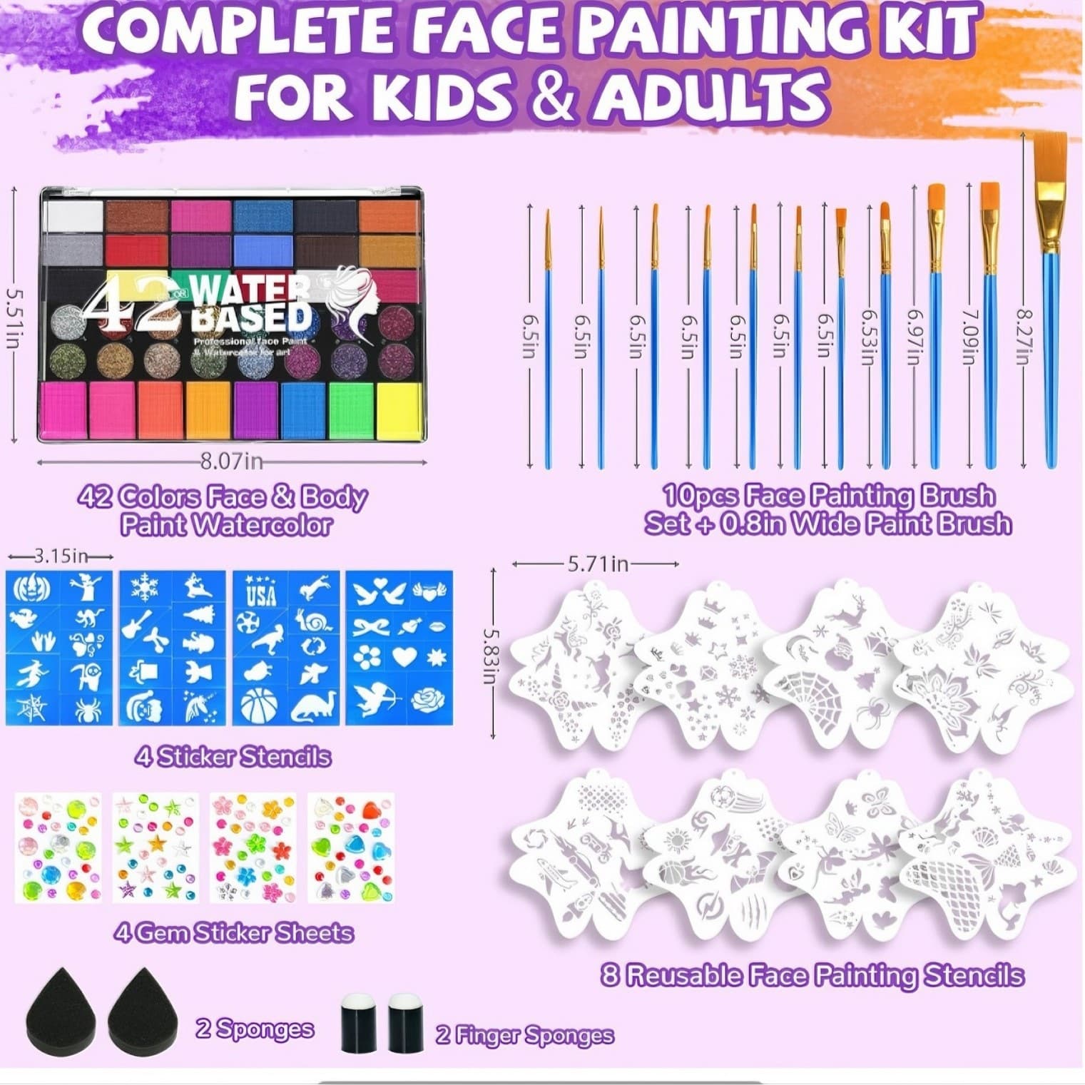 Collection of popular face painting pigment sets, body painting pigments, water-soluble children's face painting tools