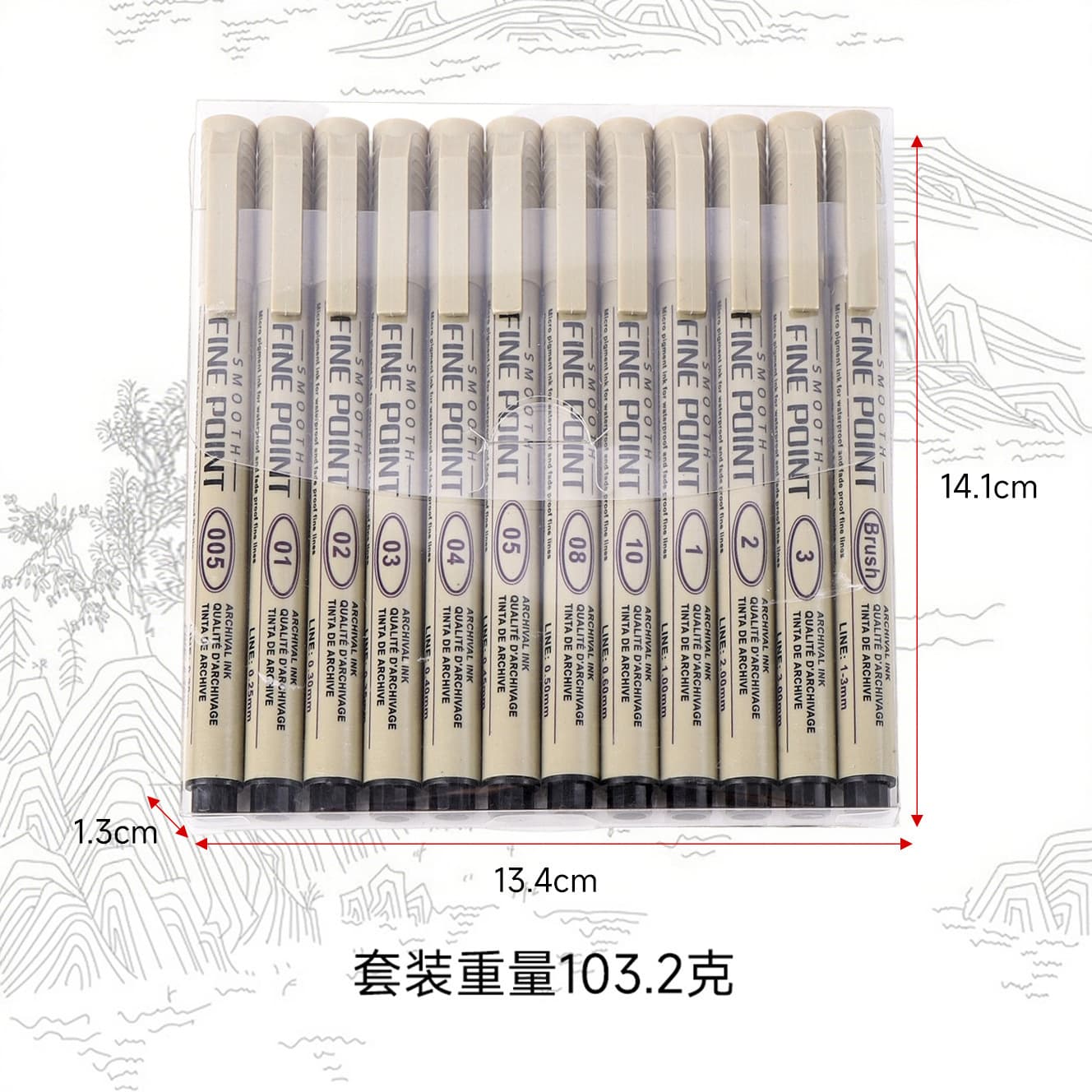 Art Needle Pen Liner Pen Black 12-Spec Set for Anime Hand Drawing, Quick-Drying, Waterproof, Fade-Resistant Drawing Pen