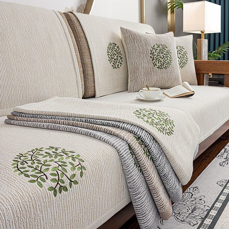 New Chinese Style Sofa Cushion, Four-Season Universal Non-Slip Solid Wood Seat Cushion, Chenille Sofa Cover, Sofa Throw, Hot Selling