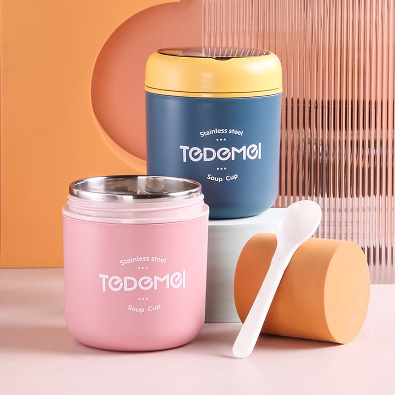 Creative stainless steel thermal soup cup student breakfast oatmeal milk tumbler portable mini office worker meal replacement soup jar