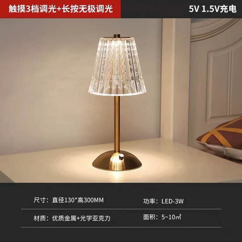 Cross-border Metal Table Lamp Bedside Charging Night Light Bedroom Decorative Ambient Light American Light Luxury Bar Desk Lamp LED