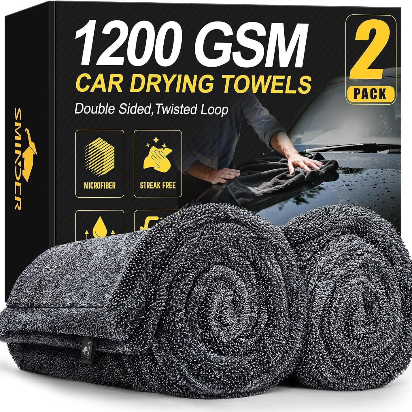 Braided car wiping towel, car water-absorbing towel, edge-wrapped, thickened, double-sided absorbent large towel, twisted car wash towel factory