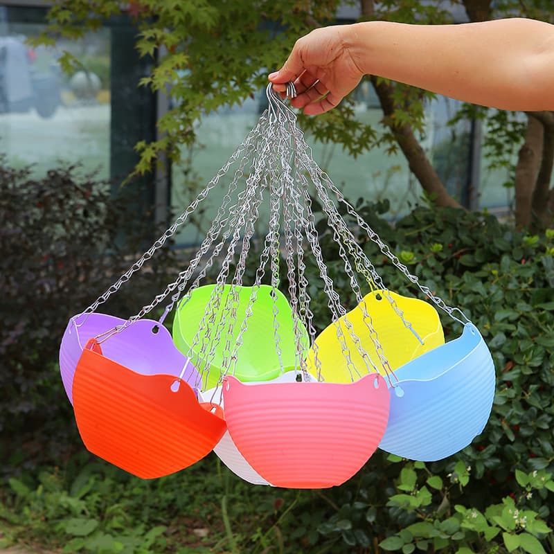 Hanging Basket Flower Pot Self-Watering Plastic Colorful Wall-Mounted Planter for Pothos Large Colorful Pot