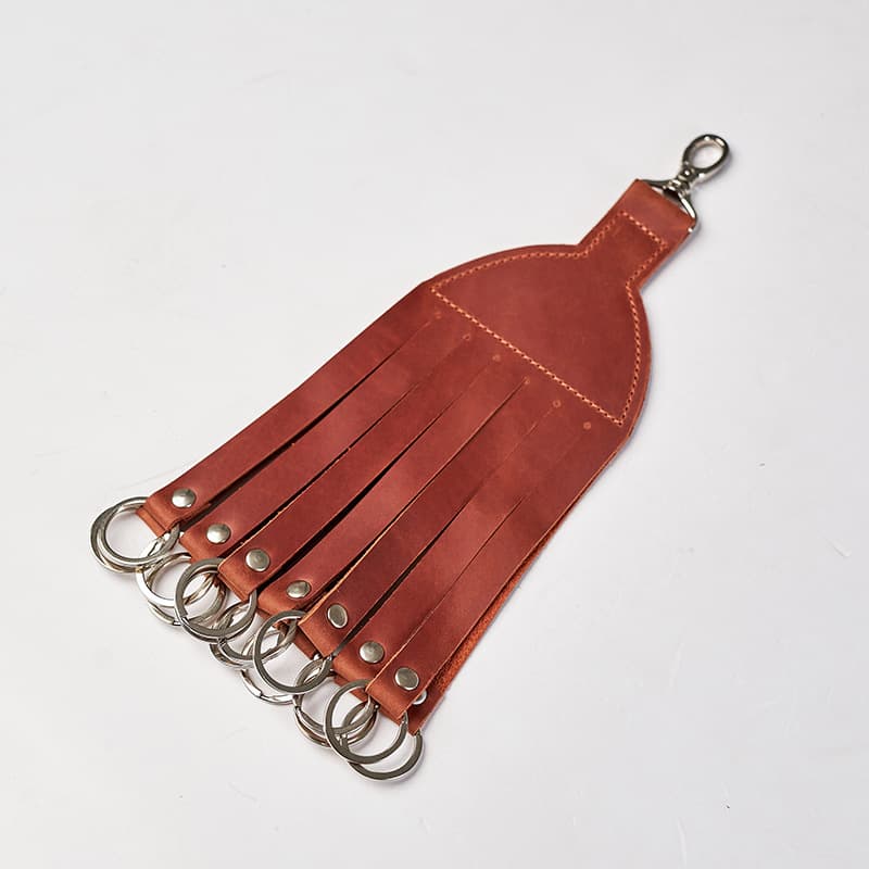 Vintage PU Leather Keychain Multi-Item Hanging Clip Hunting with Bird Duck Lanyard Holder