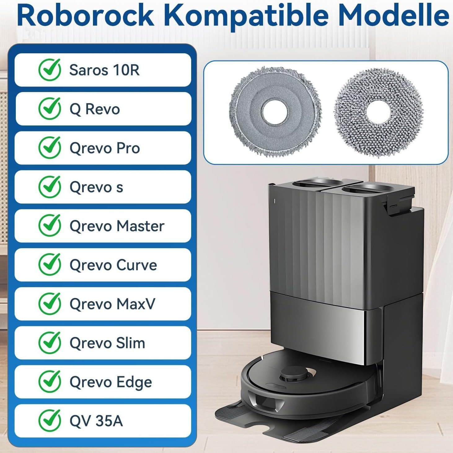 Roborock P10/P10 Pro Robot Vacuum Cleaner Original Cleaning Cloth, Water-Absorbing Mop Pad Replacement Parts