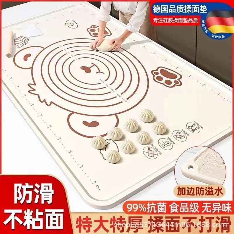 Antibacterial silicone mat, thickened kneading mat, food-grade rolling mat, household cutting board, large size, kitchen baking mat.