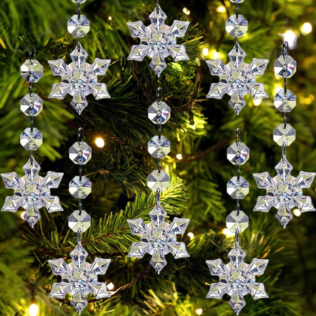 Transparent Snowflake Ice Spike Beads Christmas Tree Decorations Wedding Hanging Pendants Light Decorations Plastic Material
