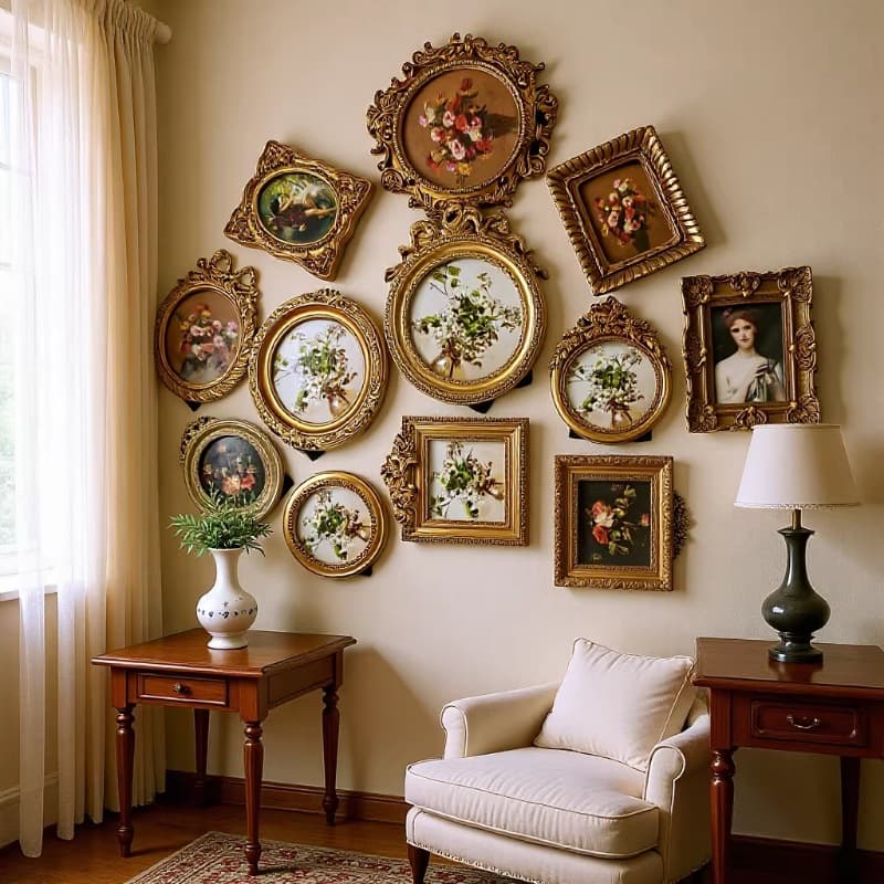 European Vintage Ornate Picture Frame Tabletop Decor, French Light Luxury Resin Wall Art Frame for Living Room and Bedroom
