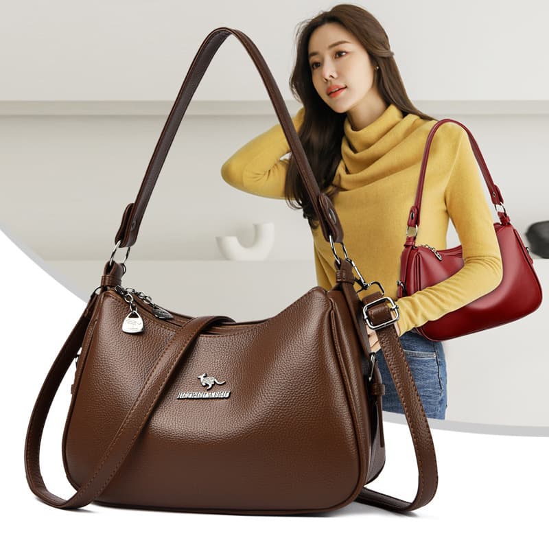2026 New Soft Leather Women's Bag Fashion Versatile Shoulder Bag Large Capacity Underarm Bag Crossbody Bag Ladies Mom Bag