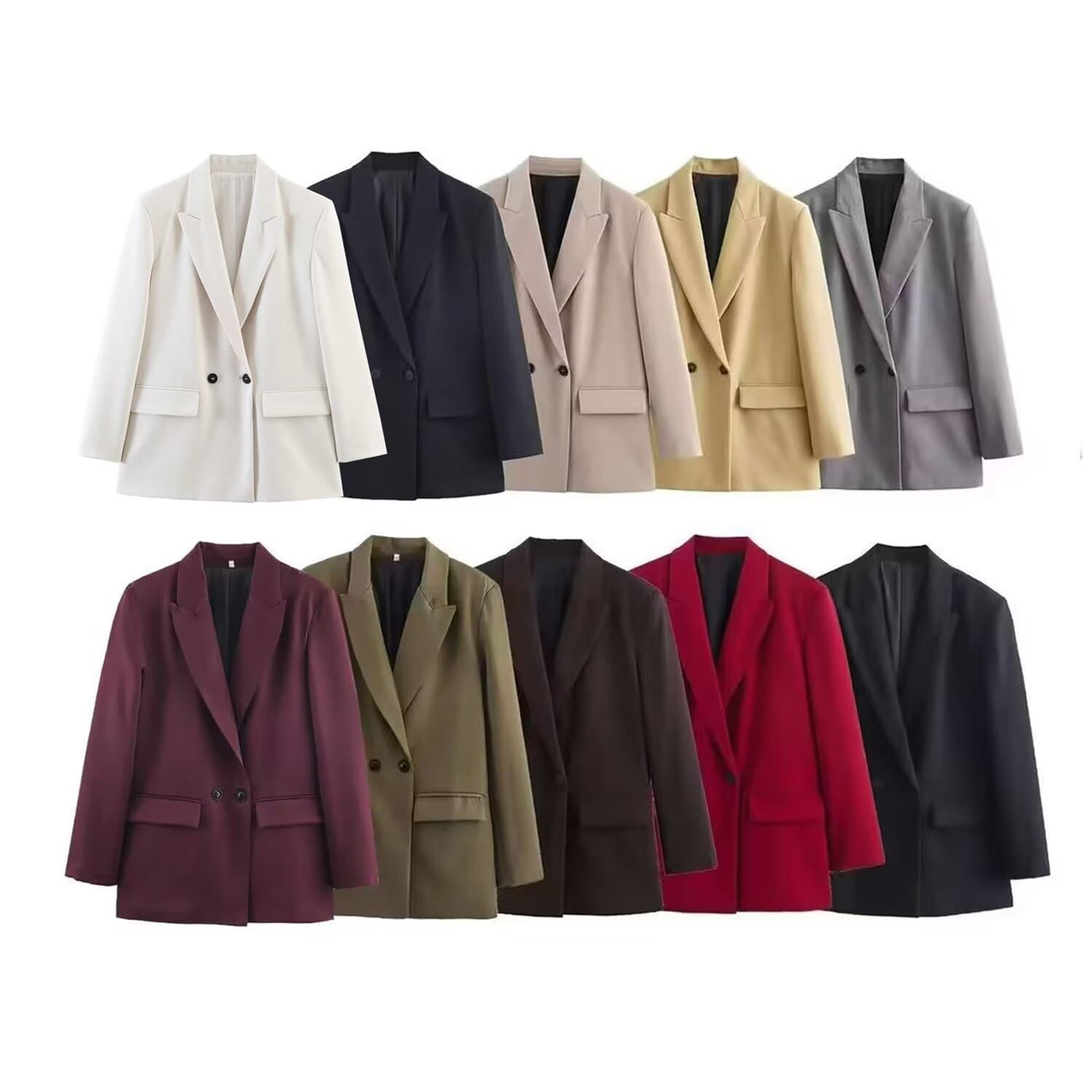 TAOP&ZA Women's 2026 Spring New Loose Blazer Fashionable Oversized Double-Breasted Suit Jacket 2753122