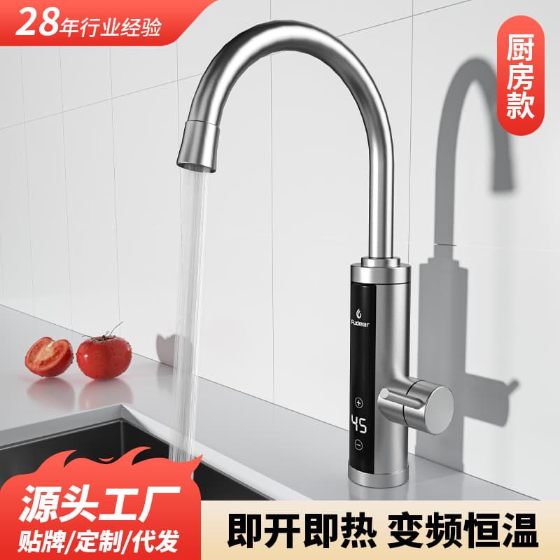 Stainless Steel Electric Hot Water Faucet Wholesale Smart Constant Temperature Inverter Adjustable Rapid Heating Tap Hot and Cold Dual Use Drop Shipping