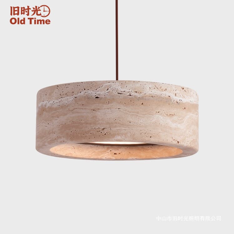 Mid-century style yellow travertine pendant light for master bedroom bedside, full spectrum LED mini pendant light for hallway and corridor