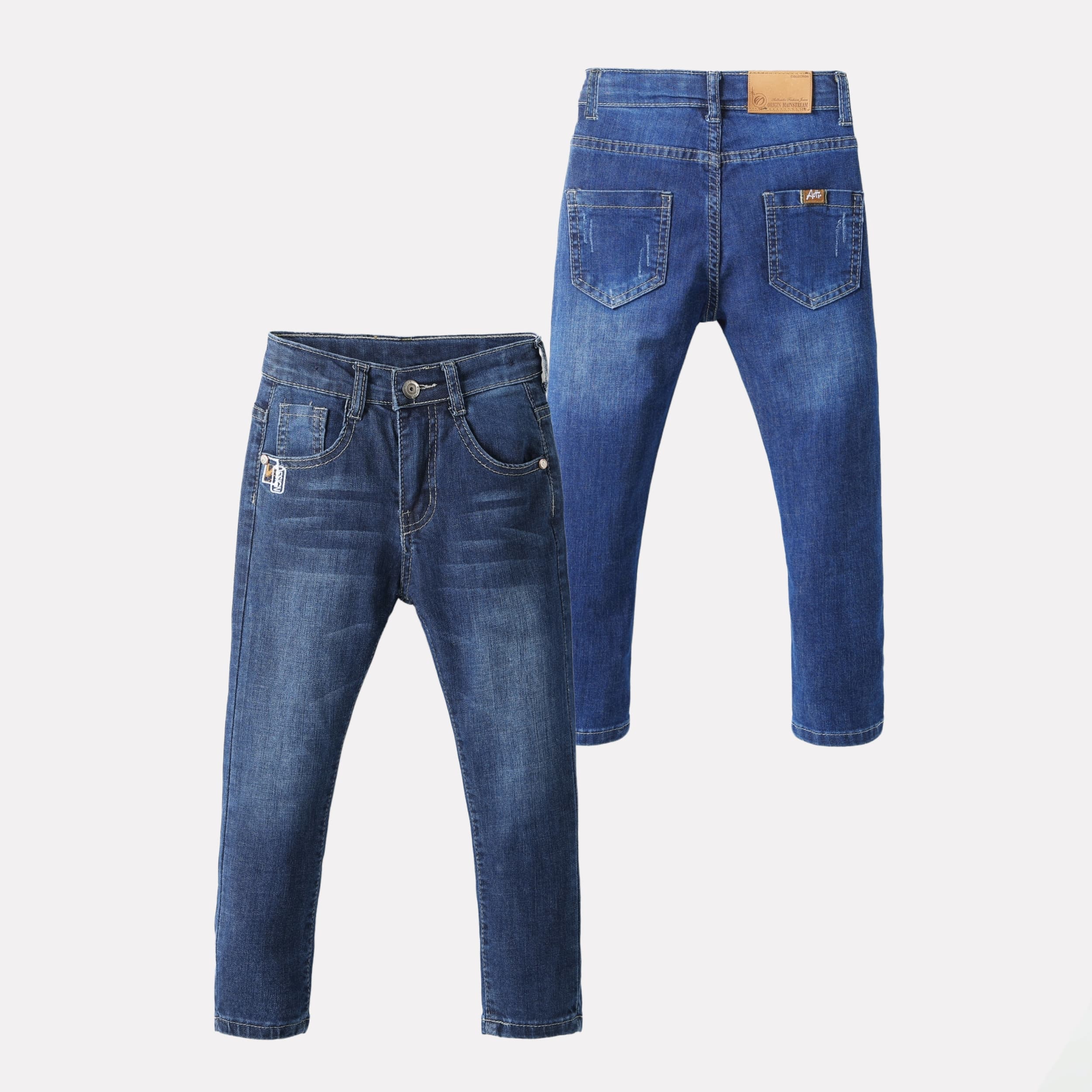 BOYS Kids New 2024 European Style Fashion Blue High-Waist Boy Jeans Comfortable Breathable High-Street Straight Leg