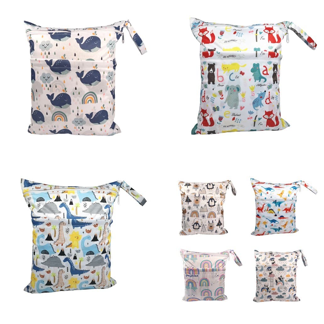 TSOOCOSY new style cartoon print baby dual zipper diaper bag washable diaper bag storage bag e-commerce wholesale