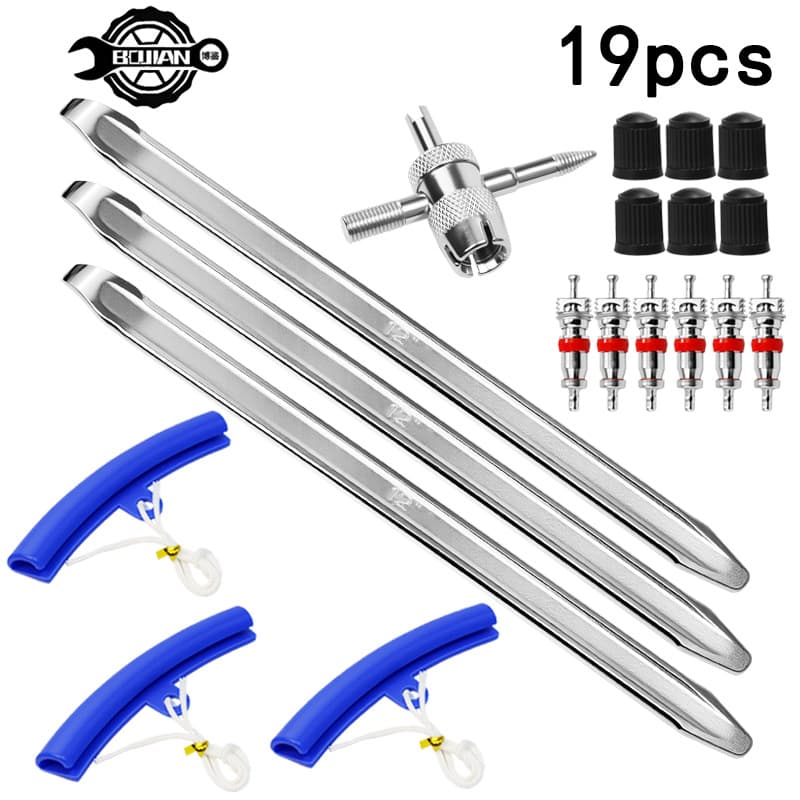 Motorcycle Electric Bike Bicycle Tire Pry Bar, 12-inch Tire Pry Lever, Rim Protective Sleeve, Valve Core Tool