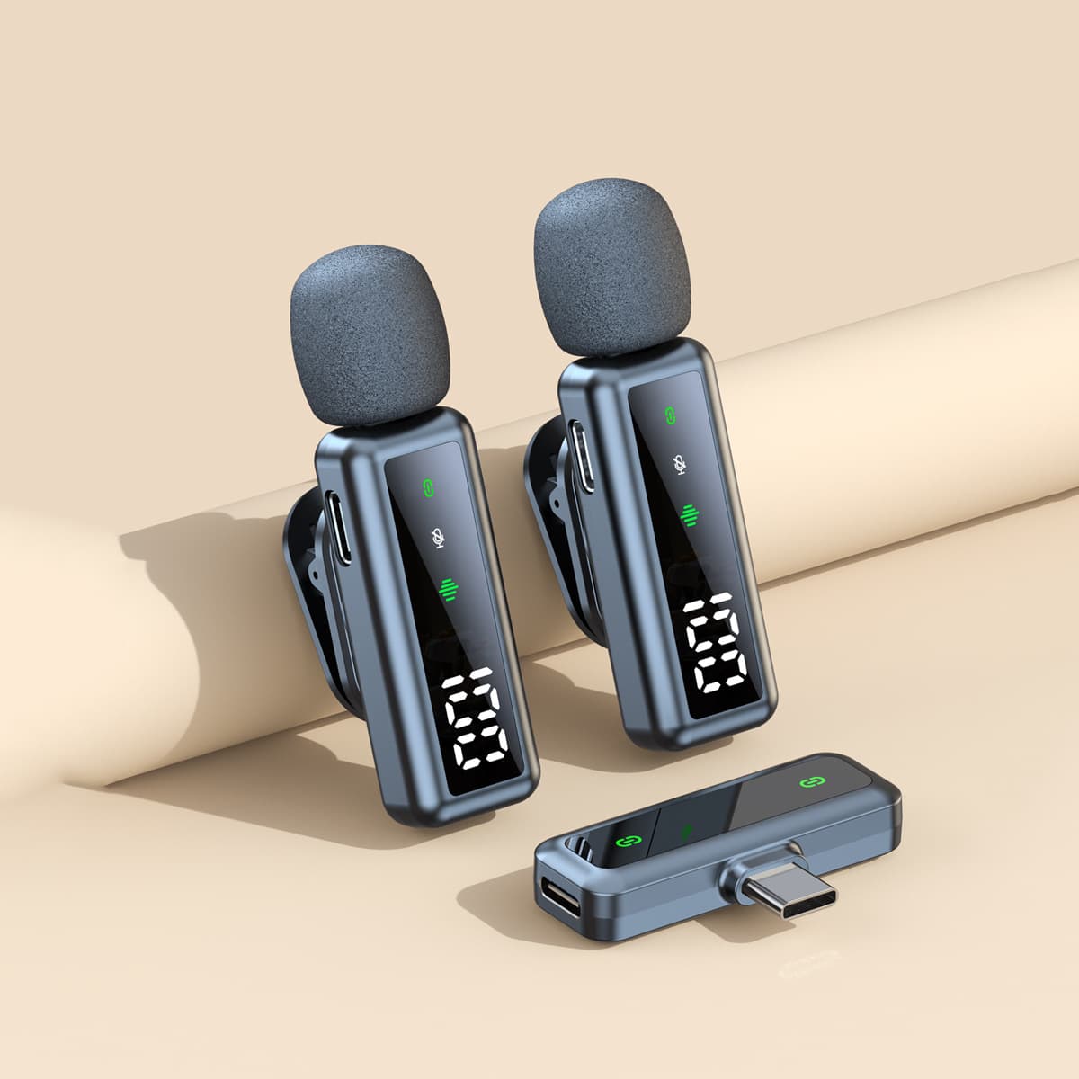 Cross-Border New Magnetic Wireless Lavalier Microphone One for Two Mobile Phone and Computer Live Broadcast Noise Reduction Mini Microphone Wholesale