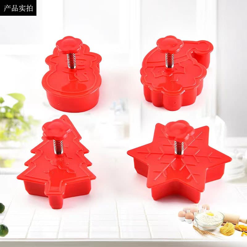 Christmas Series Biscuit Mold Plastic Cake Mold Set Halloween Biscuit Hand Press Cake Mold Flour Cutter