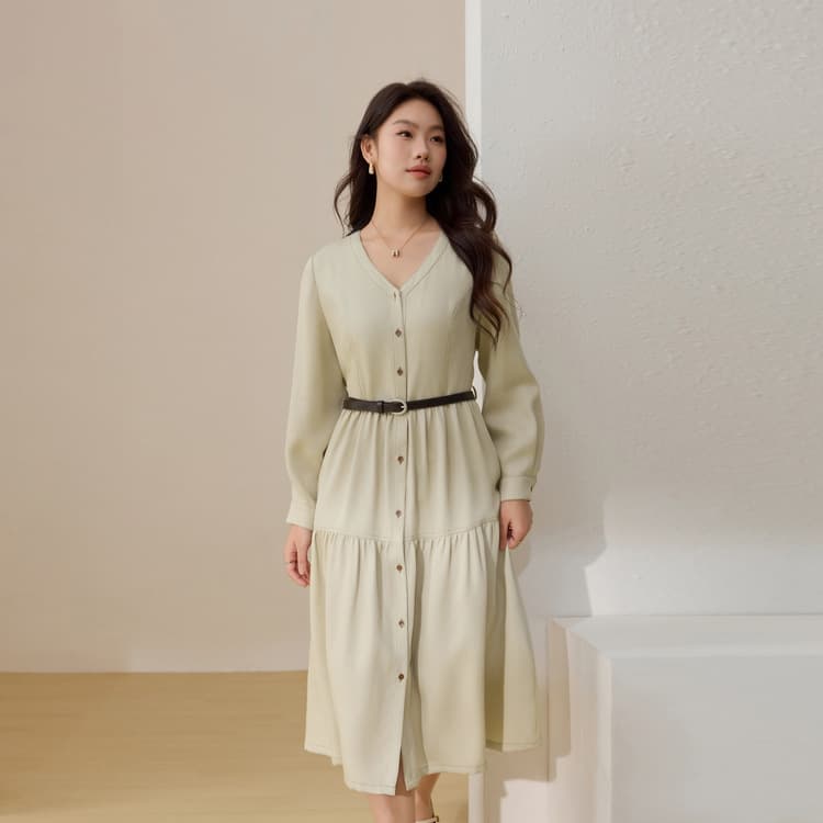 【Sea Breeze Glimmer】Detachable Belt Waist Dress Qianlixiu Plus Size Women's Spring New Arrival