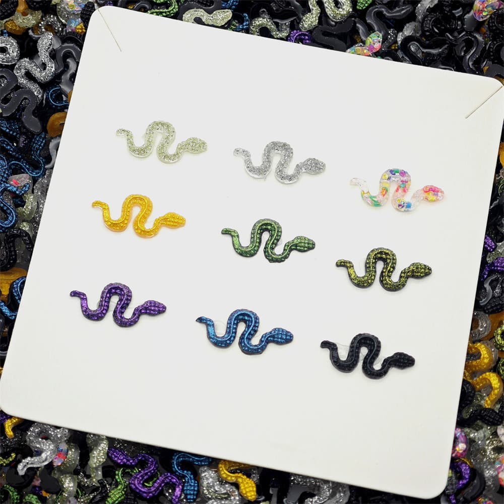 Simulated snake manicure diamond jewelry fine lines retro punk style full diamond colorful snake-shaped nail sticker DIY decoration