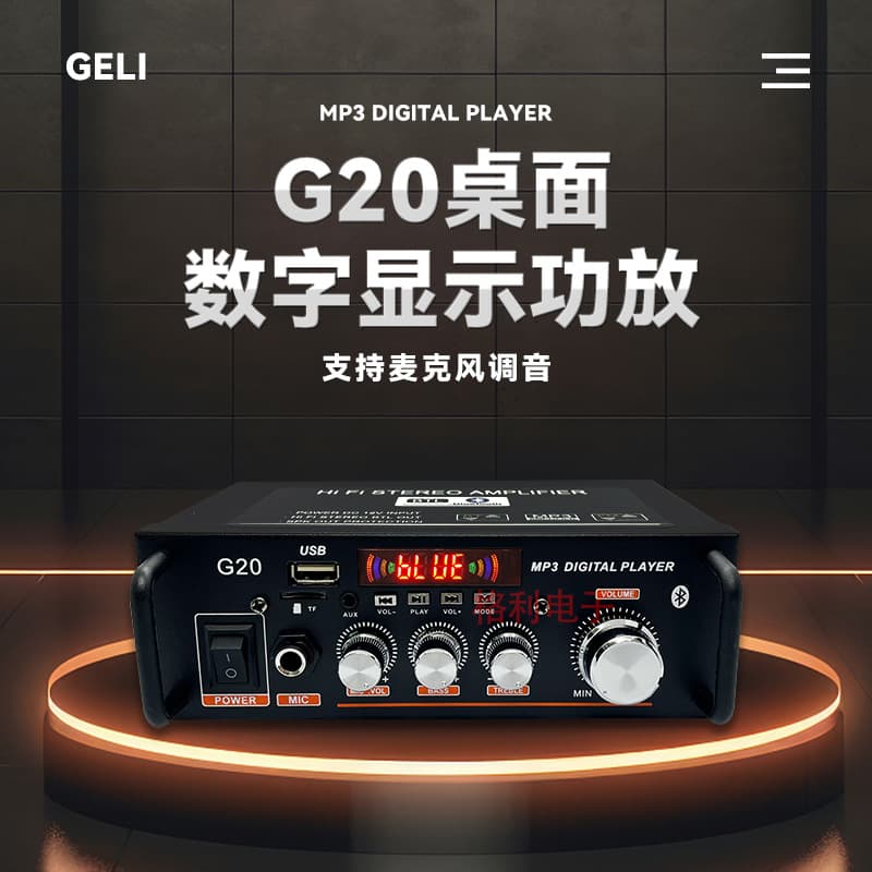 Factory Direct Speaker Amplifier with TF Card, USB, FM Radio, Small Multifunctional Smart Bluetooth Digital Amplifier G20