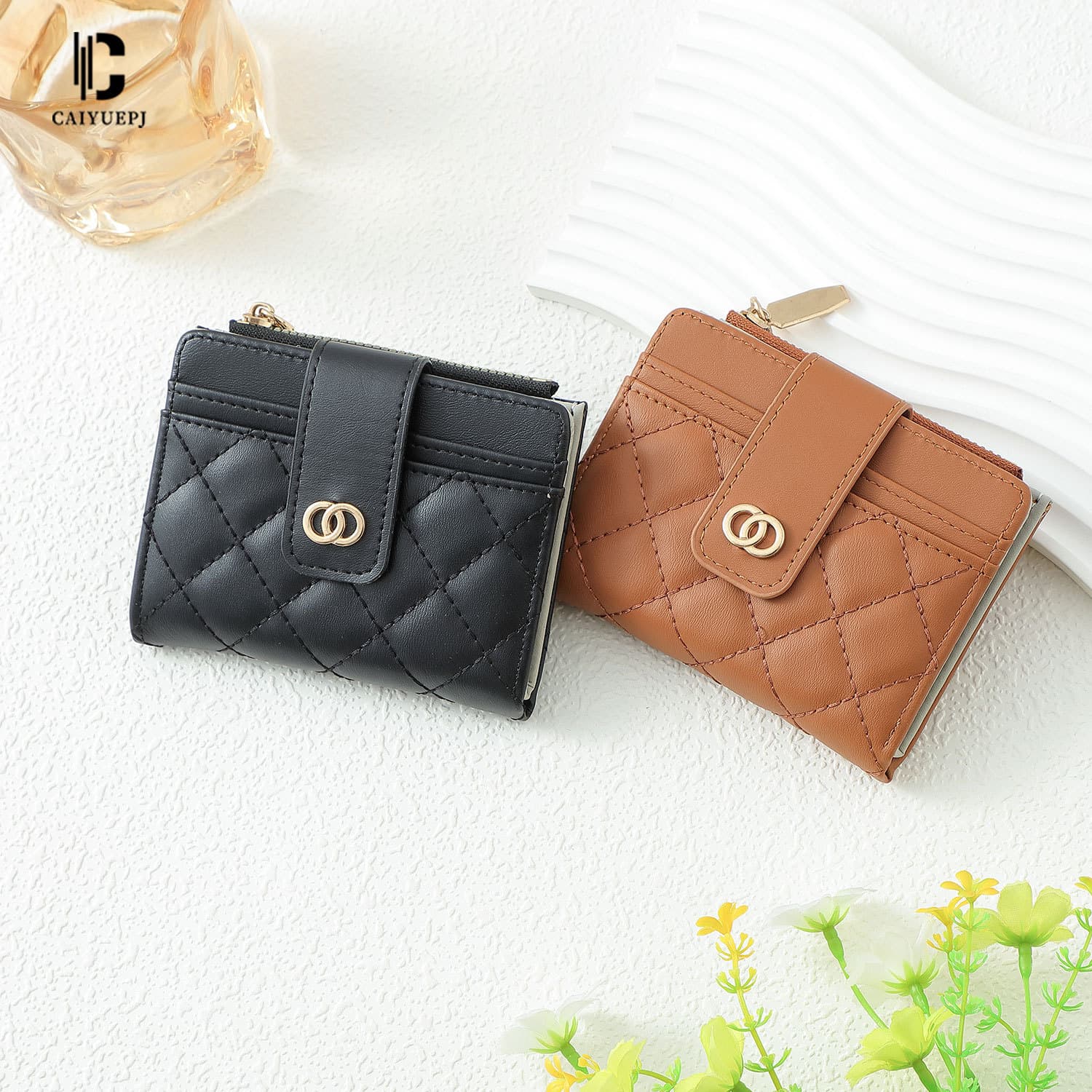 New cross-border women's wallet fashion embroidery short wallet multi-card slot coin purse zipper bag simple small fragrance