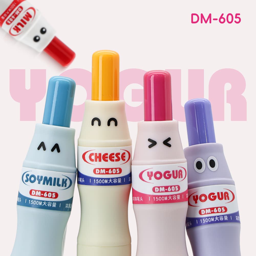Dongmi's new product 605 milk bottle large capacity press gel pen cute and interesting quick drying brush question pen 0.5 double beads black