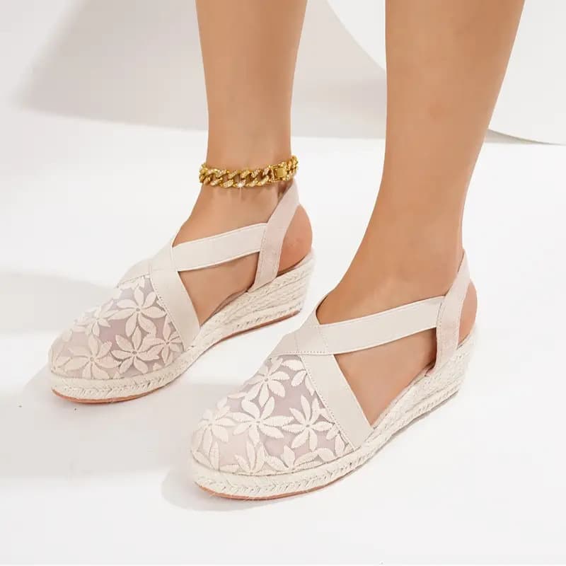 Straw Woven Wedge Sandals for Women Summer Platform Thick Sole High Heels Outdoor Buckle Strap One-Band Sandals